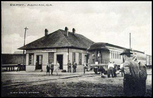 Old postcard view of the Adrian depot