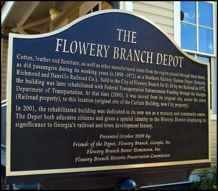 Restored railroad depot in Flowery Branch, Georgia