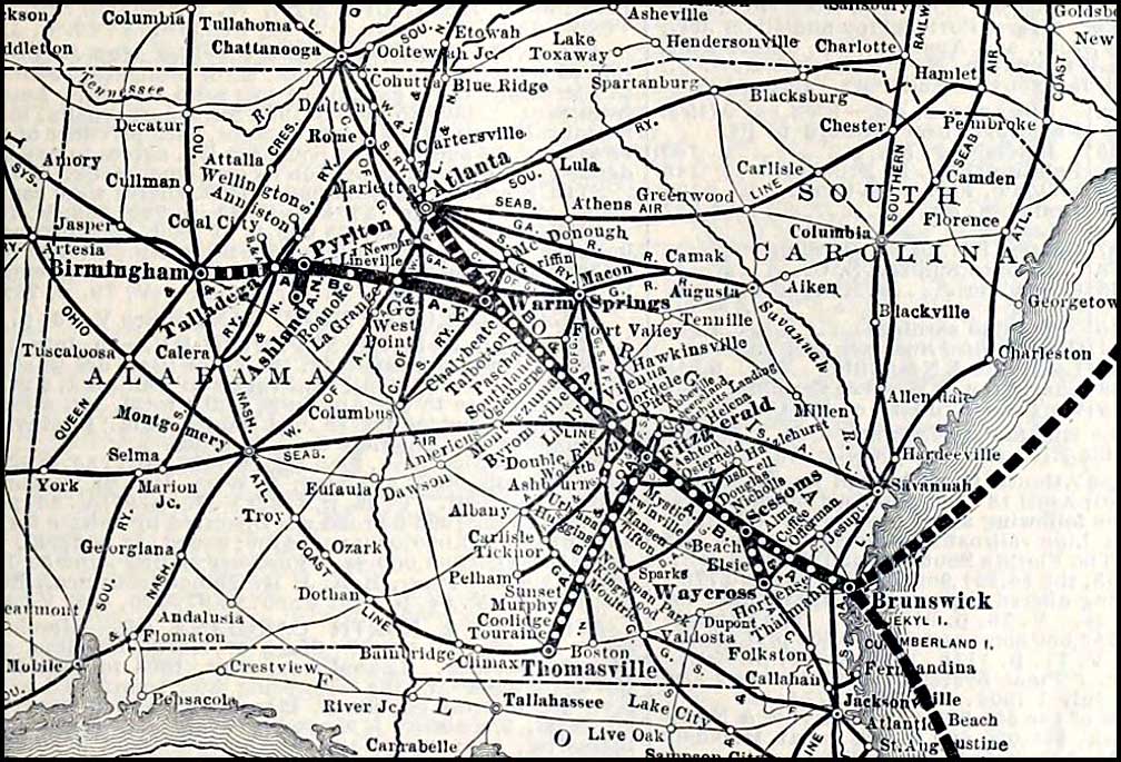 Atlanta, Birmingham & Atlantic Railway, 1908 system map