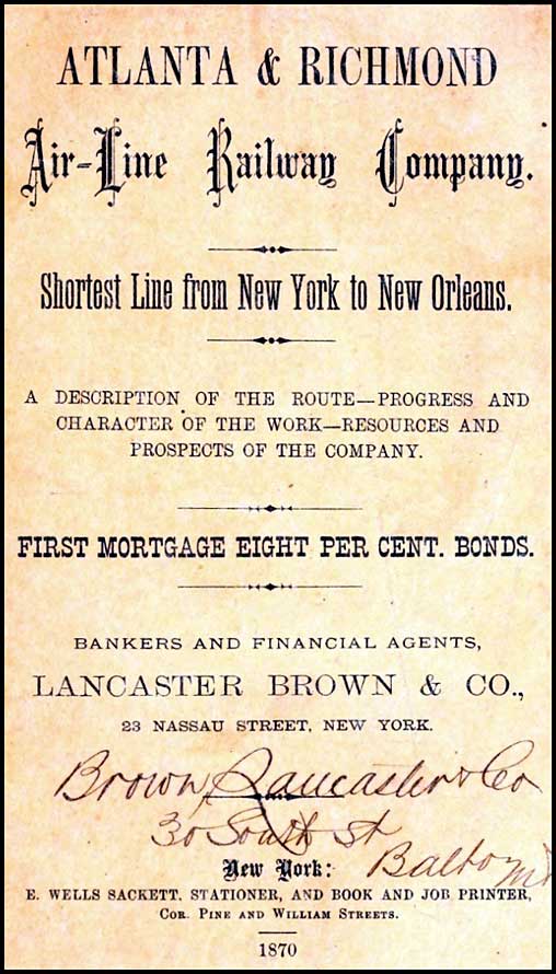 Atlanta & Richmond Air Line Railway, 1870 description