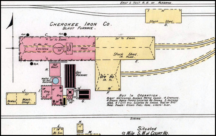 Sanborn map of Cherokee Iron Works