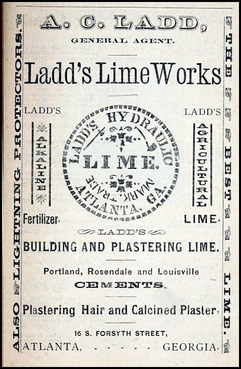1881 advertisement for Ladd's Lime Works