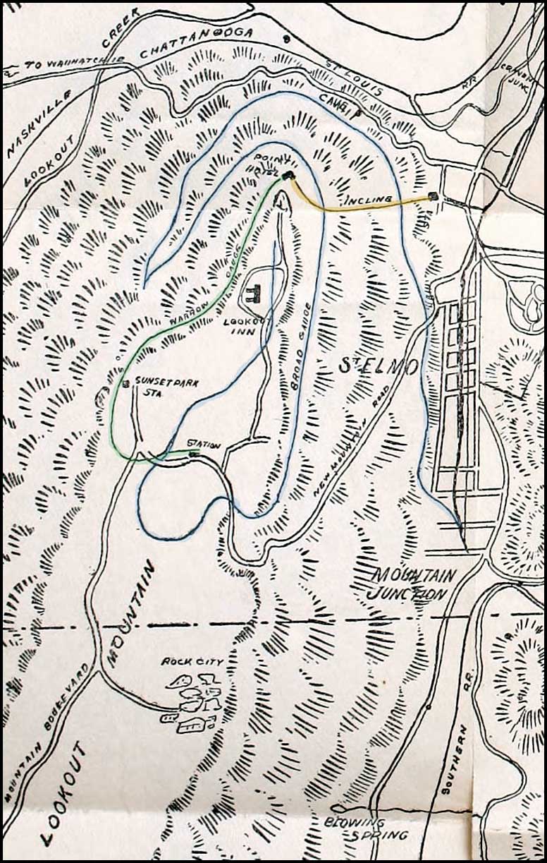 Map of railroads on Lookout Mountain
