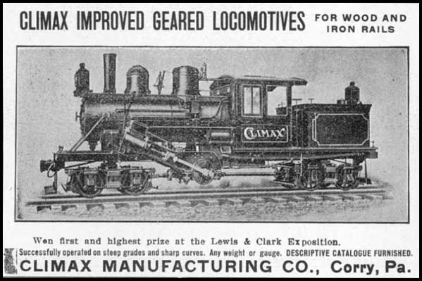 1908 ad for Climax locomotives