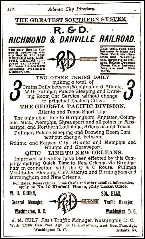 Richmond & Danville Railroad, 1893