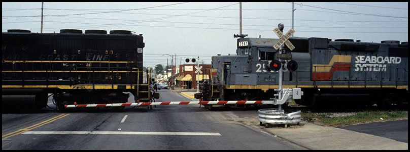 Seaboard System locomotives in downtown Cordele